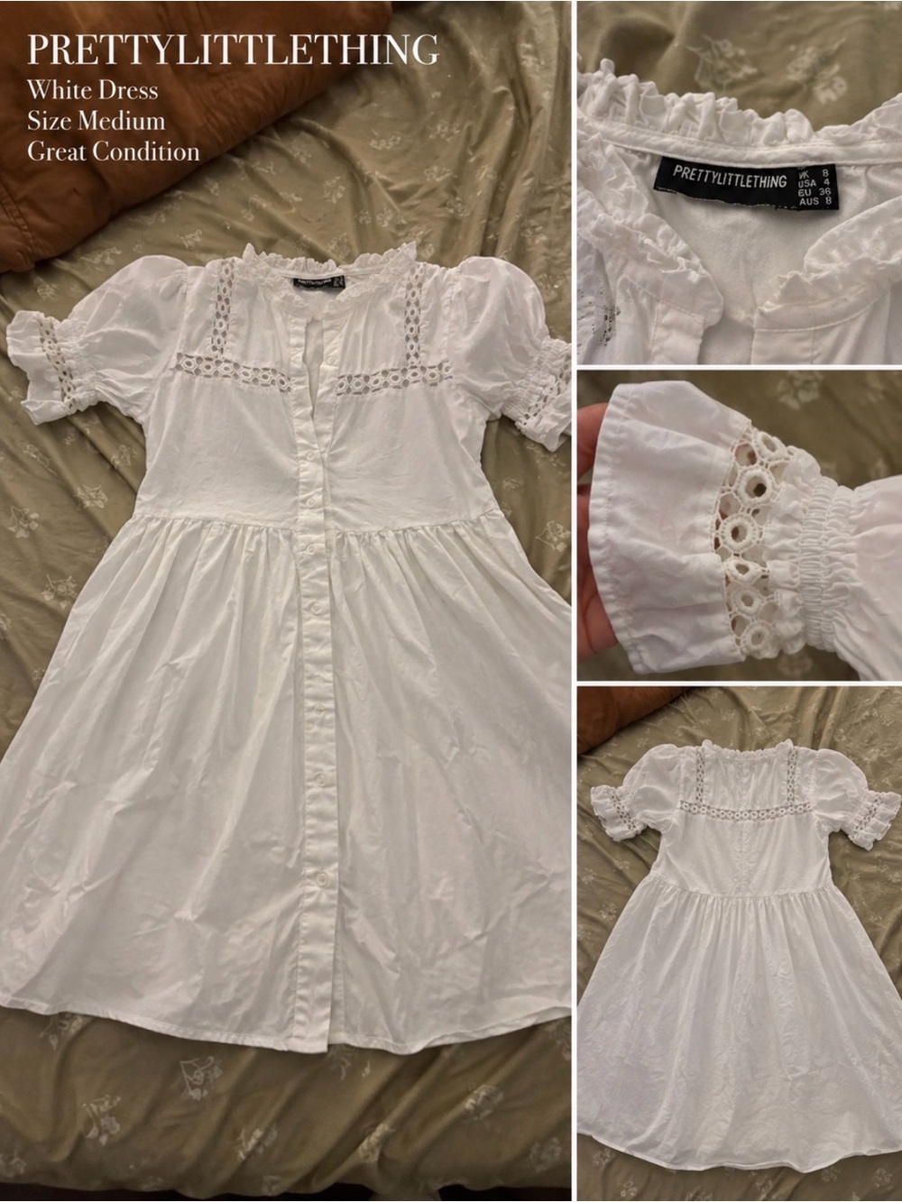 PrettyLittleThing White Cotton Eyelet Dress for Kids